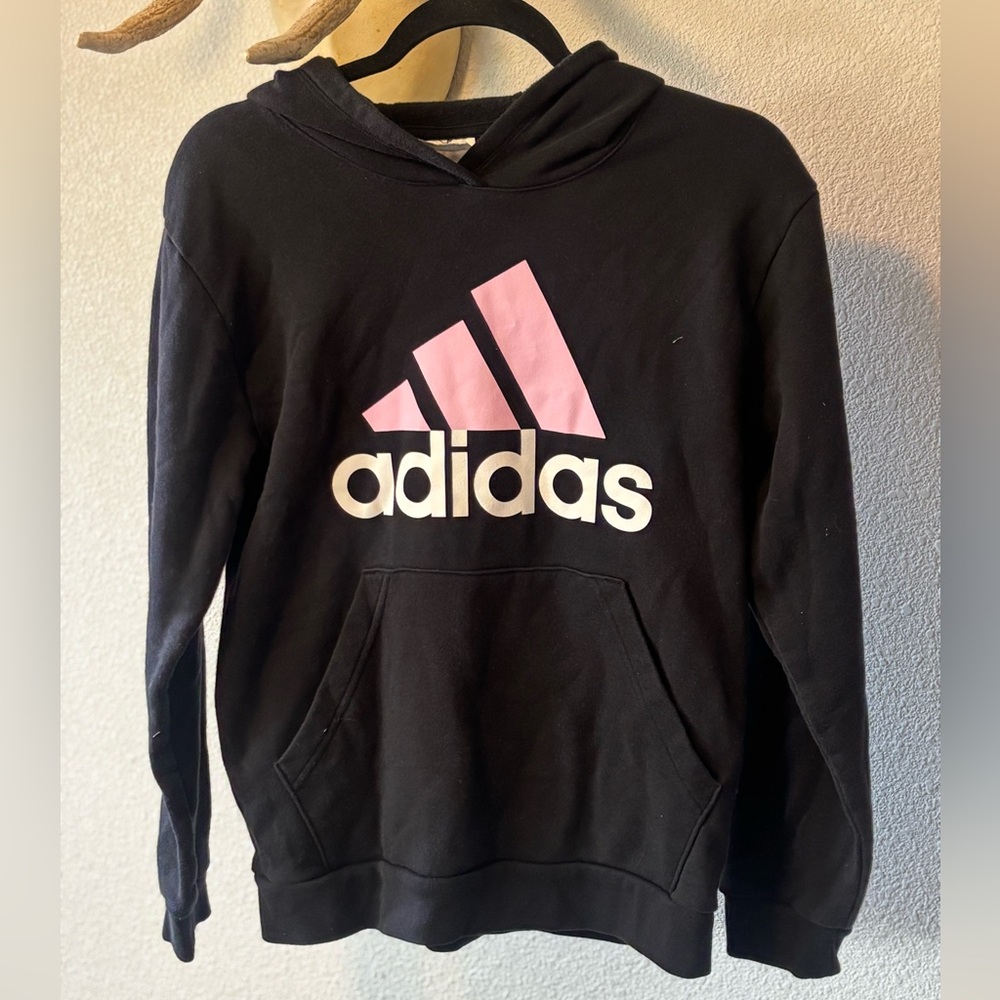 Adidas Black and Pink Hoodie